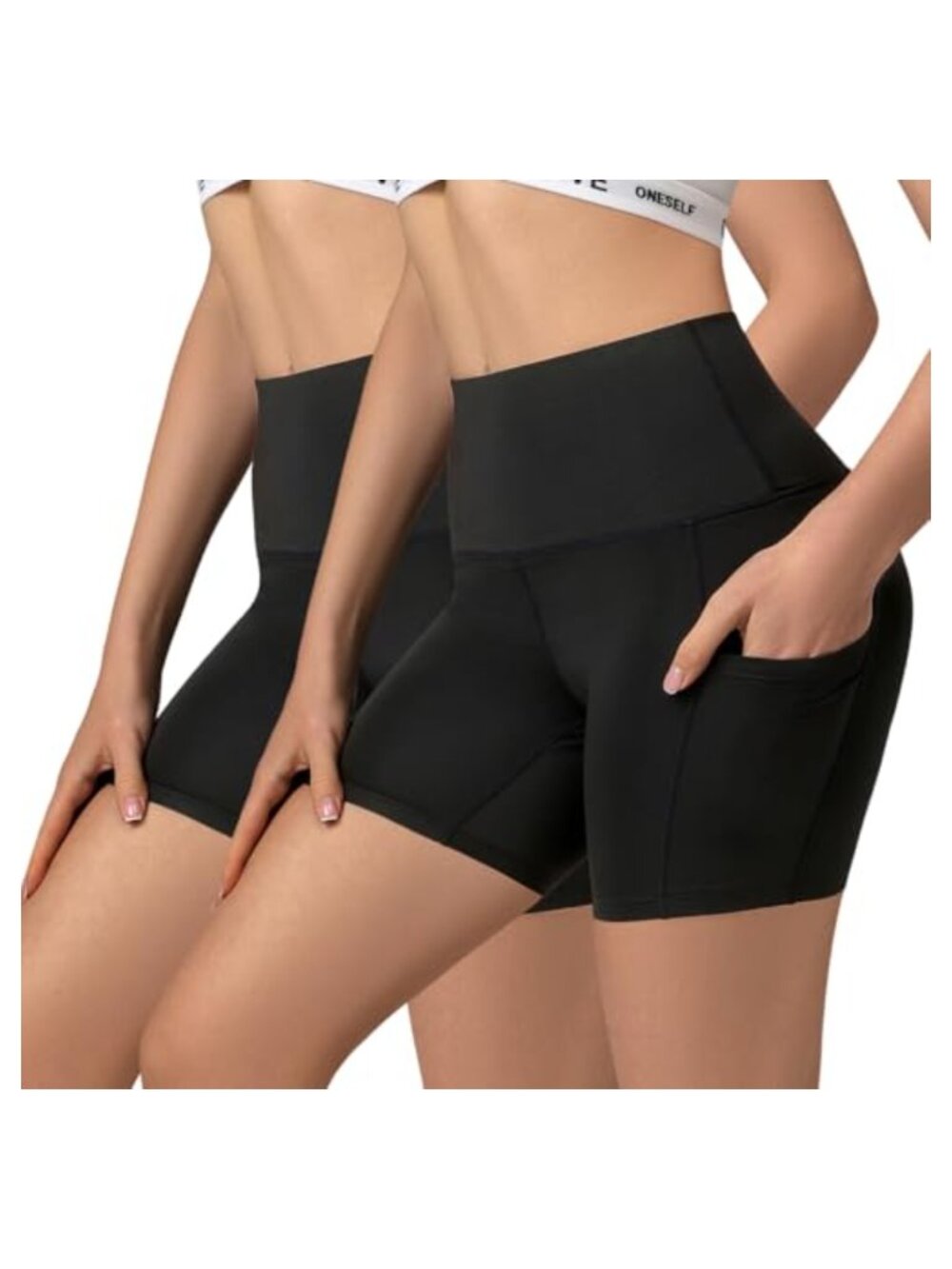 2 Pack Women's Yoga Shorts with Pockets 5" Biker Workout Gym Cycling Volleyball